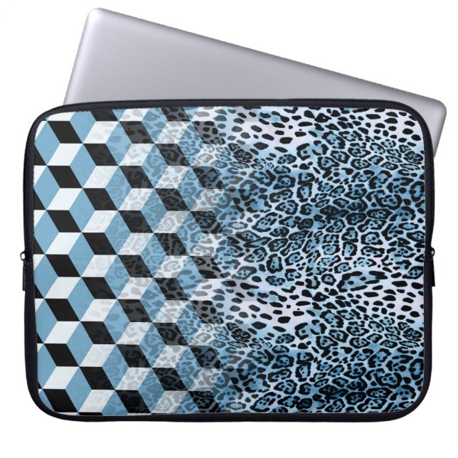 Housse Pour Ordinateur Portable Léopard Géométrique, Design de peau animale. (Devant)