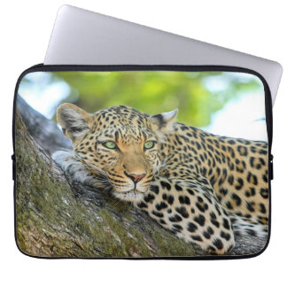 Housse Pour Ordinateur Portable Leopard posé dans un arbre