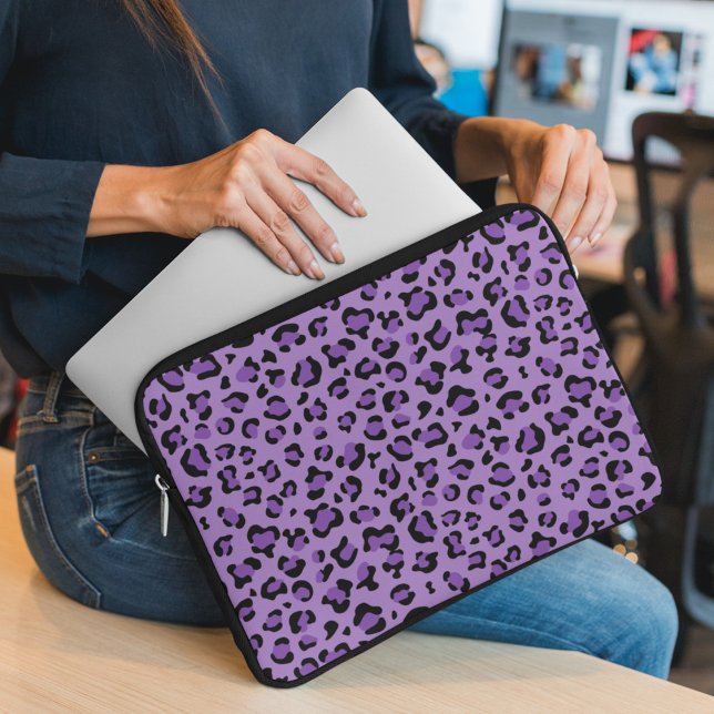 Housse Pour Ordinateur Portable Leopard Print, Léopard Spots, Purple Leopard (Créateur téléchargé)