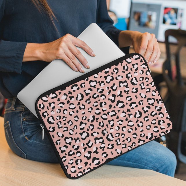 Housse Pour Ordinateur Portable Léopard Print, Léopard Spots, Rose Léopard (Créateur téléchargé)