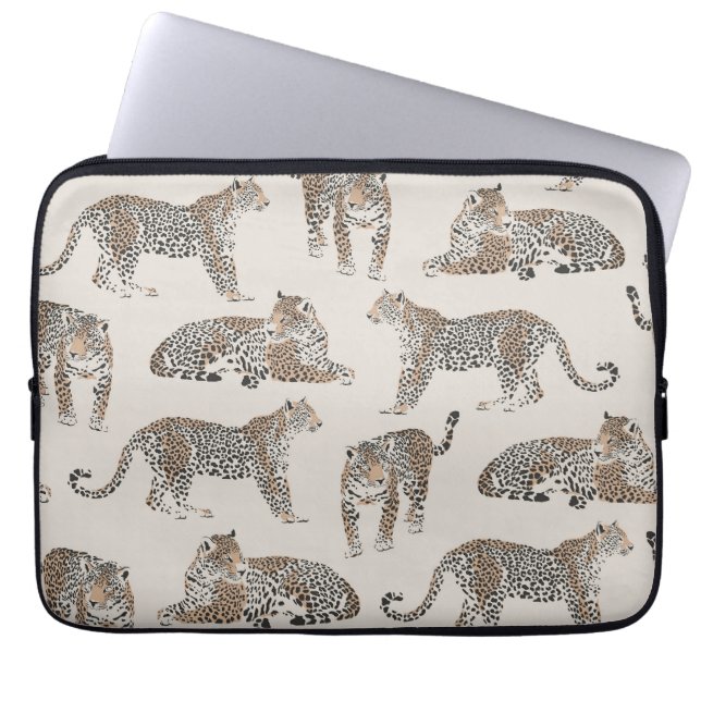 Housse Pour Ordinateur Portable Léopard Tiger animal rose moderne (Devant)