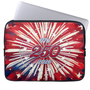 Housse Pour Ordinateur Portable Les 250 ans d'Amérique 1776-2026 Feux d'artifice R