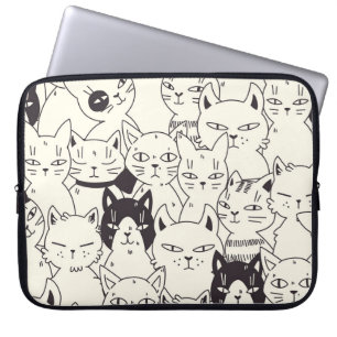 Housse Pour Ordinateur Portable Les chats dessinés à la main gribouillent un motif