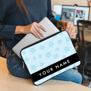 Housse Pour Ordinateur Portable Les flocons de neige bleu glace, Votre nom, Person