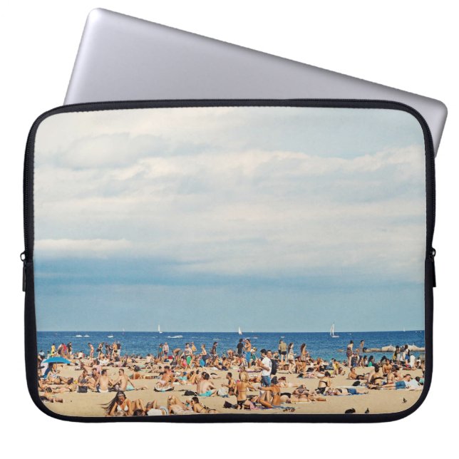 Housse Pour Ordinateur Portable Les gens sur la plage de sable brun (Devant)
