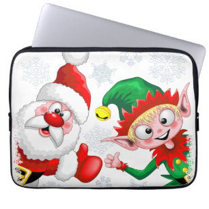Housse Pour Ordinateur Portable Les personnages de Noël de père Noël et Elf