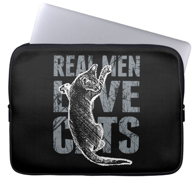 Housse Pour Ordinateur Portable Les vrais hommes aiment les chats (Devant)