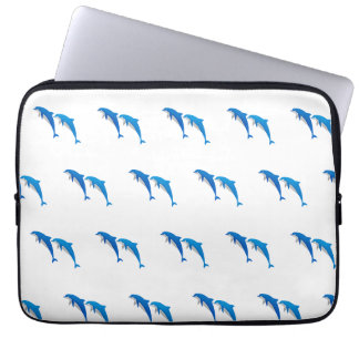 HOUSSE POUR ORDINATEUR PORTABLE L'ÉTÉ, DES DOLPHINS GRIS ET BLEU FUNNY