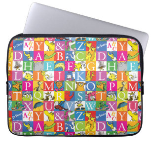 Housse Pour Ordinateur Portable Lettre en bloc colorée ABC du Dr Seuss Motif