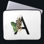 Housse Pour Ordinateur Portable LETTRE Feuille Tropicale Faux Gold Foil A Monogram<br><div class="desc">LETTRE D'HUILE D'OR Faux Feuille Tropical Sleeve Ordinateur Portable Monogramme | Manche portable Boho monogram avec feuilles tropicaux aquarelles avec faux accent de feuille d'or. Cette pochette d'ordinateur portable tropical est parfaite pour l'été. Cette conception est disponible dans d'autres éléments.</div>