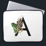 Housse Pour Ordinateur Portable LETTRE Feuille Tropicale Faux Gold Foil A Monogram<br><div class="desc">LETTRE D'HUILE D'OR Faux Feuille Tropical Sleeve Ordinateur Portable Monogramme | Manche portable Boho monogram avec feuilles tropicaux aquarelles avec faux accent de feuille d'or. Cette pochette d'ordinateur portable tropical est parfaite pour l'été. Cette conception est disponible dans d'autres éléments.</div>