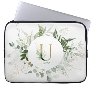 Housse Pour Ordinateur Portable LETTRE INITIALE U Folithe Wreath Laptop Sleeve