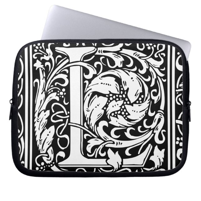 Housse Pour Ordinateur Portable Lettre L Monogramme médiéval Art Nouveau (Devant)