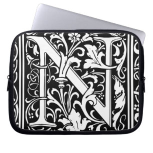 Housse Pour Ordinateur Portable Lettre N Monogramme médiéval Art Nouveau