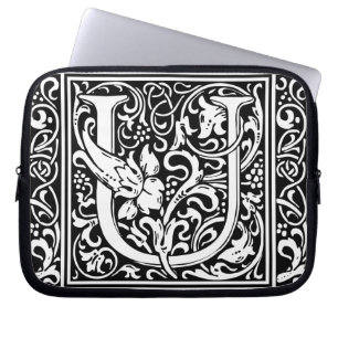 Housse Pour Ordinateur Portable Lettre U Monogramme médiéval Art Nouveau