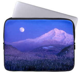 Housse Pour Ordinateur Portable Lever de lune sur le mont Hood Oregon en hiver