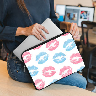 Housse Pour Ordinateur Portable Lèvres bleues et roses Motif, Baguette à lèvres, B