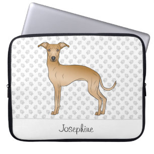 Housse Pour Ordinateur Portable Lévrier Italien Fauve Chien Mignon Avec Nom Person