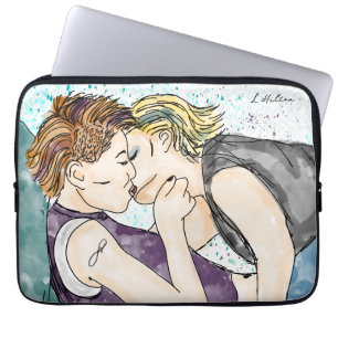 Housse Pour Ordinateur Portable LGBTQIA+ Femmes Kisser Aquarelle Art