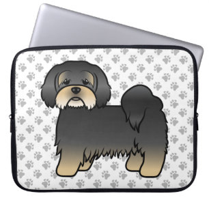 Housse Pour Ordinateur Portable Lhasa Apso noir et feu Chien de dessin animé migno
