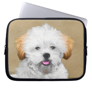 Housse Pour Ordinateur Portable Lhasa Apso Puppy Painting - Cute Original Dog Art