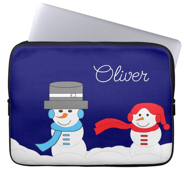 Housse Pour Ordinateur Portable L'hiver est neigeux : Bleu foncé (Devant)
