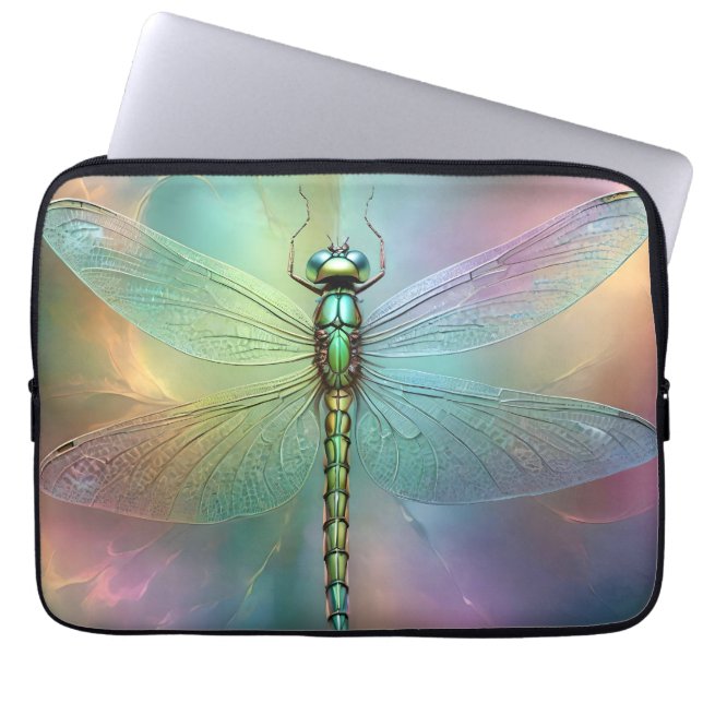 Housse Pour Ordinateur Portable Libellule pastel élégante en art fractal, (Devant)