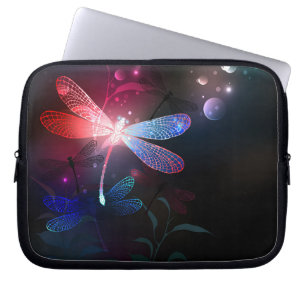Housse Pour Ordinateur Portable Libellule rouge lumineuse