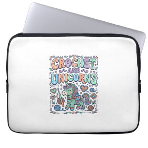 Housse Pour Ordinateur Portable Licorne au Crochet et Autocollant Licorne Kawaii e