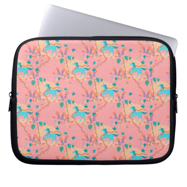 Housse Pour Ordinateur Portable licorne bleue (Devant)