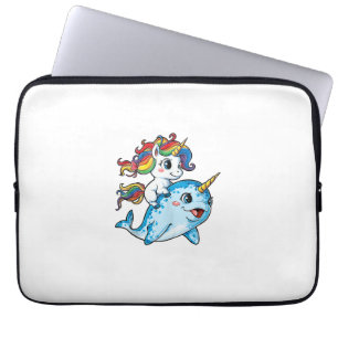 Housse Pour Ordinateur Portable Licorne chevauchant narval drôle femmes arc-en-cie