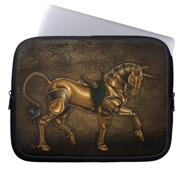 Housse Pour Ordinateur Portable Licorne de Steampunk (Devant)