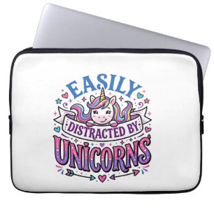 Housse Pour Ordinateur Portable Licorne facilement distrait par les licornes Comme