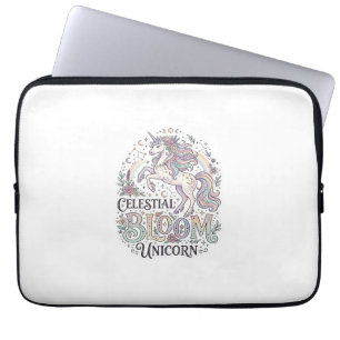 Housse Pour Ordinateur Portable Licorne Fleur Céleste Licorne Premium Vecteur Typ