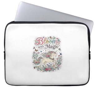 Housse Pour Ordinateur Portable Licorne Fleurir avec la Typographie Vectorielle Pr