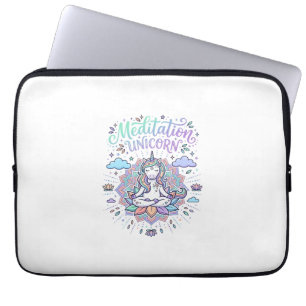 Housse Pour Ordinateur Portable Licorne Méditation Licorne Fond Blanc Vecteur
