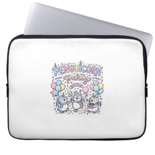Housse Pour Ordinateur Portable Licorne Penguicorn Party Premium Vecteur Vecteur D