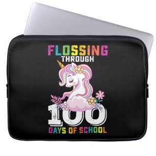 Housse Pour Ordinateur Portable Licorne qui se tortille à travers 100 jours d'écol