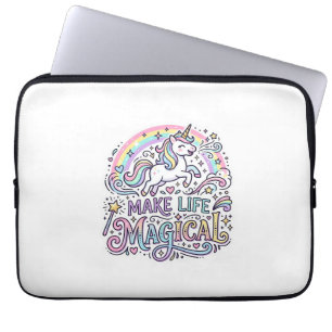 Housse Pour Ordinateur Portable Licorne Rendre La Vie Magique Typographie Vectorie