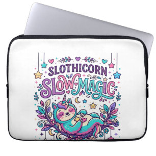 Housse Pour Ordinateur Portable Licorne Slothicorne Magie Lente Marché Coloré