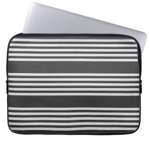 Housse Pour Ordinateur Portable Light grey and charcoal five stripes pattern