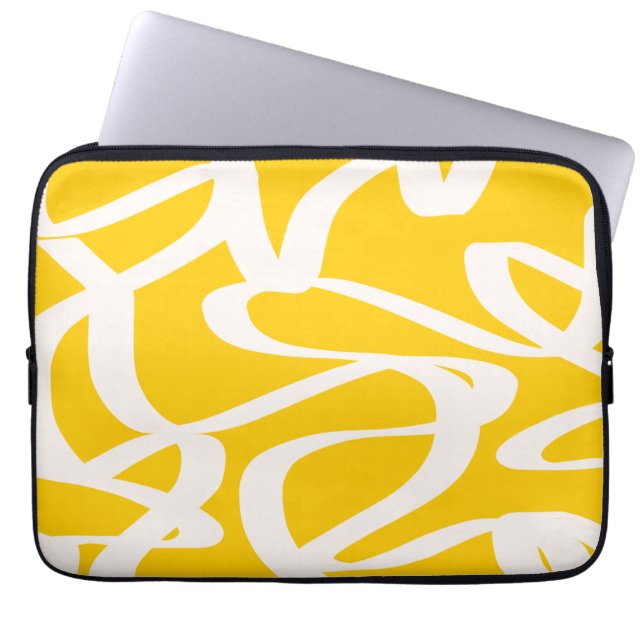 Housse Pour Ordinateur Portable Ligne Abstraite jaune (Devant)