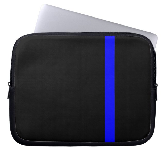 Housse Pour Ordinateur Portable Ligne Bleue Mince Symbolique Noir vertical (Devant)
