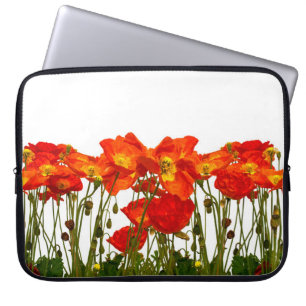 Housse Pour Ordinateur Portable Ligne de coquelicots rouges isolatedart, arrière -