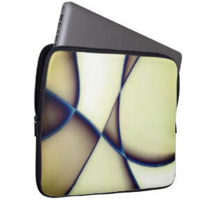 Housse Pour Ordinateur Portable Lignes courbes foncées sur ombre bleue sur beige c