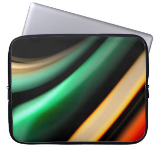 Housse Pour Ordinateur Portable Lignes lisses Abstraites en soie sur noir, multico