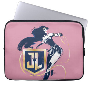Housse Pour Ordinateur Portable Ligue de Justice   Wonder Woman & JL Icon Pop Art