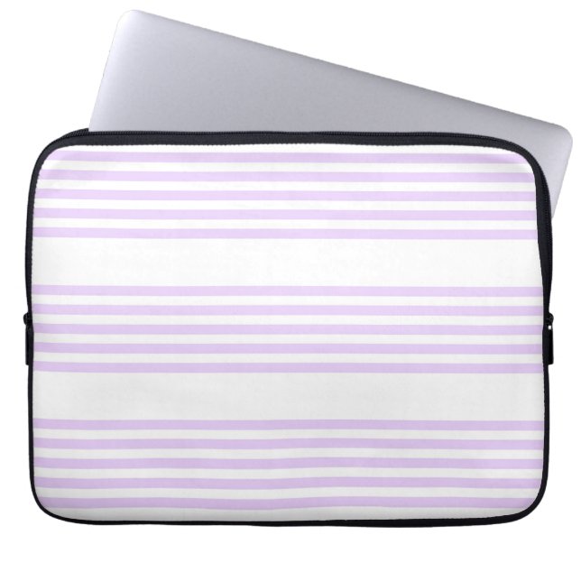 Housse Pour Ordinateur Portable Lilac violet et blanc cinq bandes motif (Devant)