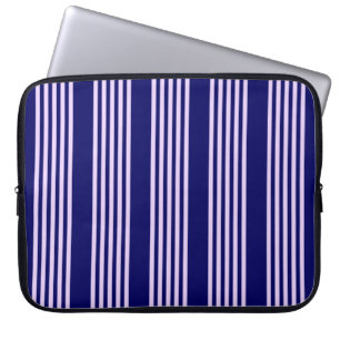 Housse Pour Ordinateur Portable Lilac violet et bleu marine cinq bandes motif