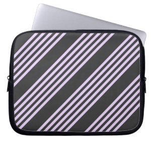 Housse Pour Ordinateur Portable Lilac violet et charbon de bois cinq bandes motif